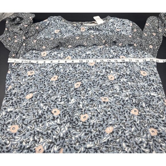 LOFT Women’s Floral Bell Sleeve Ruffle Round Neck Casual Blouse Top Sz L NEW - Picture 10 of 12